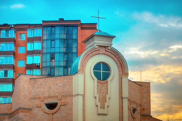 istock Church in summer at blue cloudy sky 1131567722