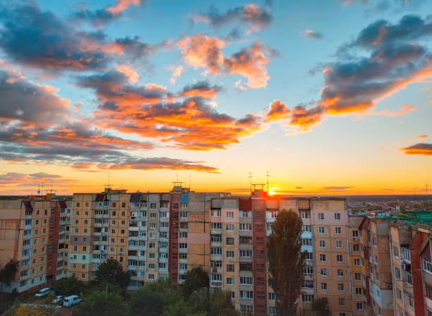 istock rooftop building panels with wires at evening 1131567799