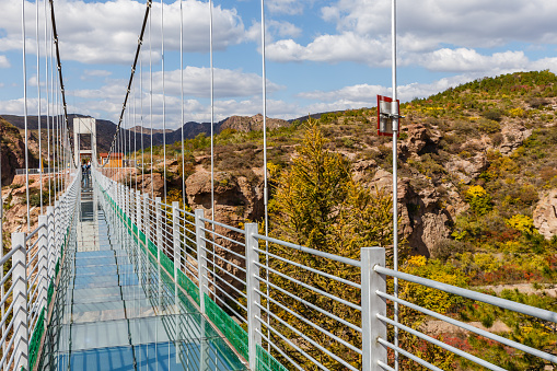 glass suspension bridge in the mountains, China