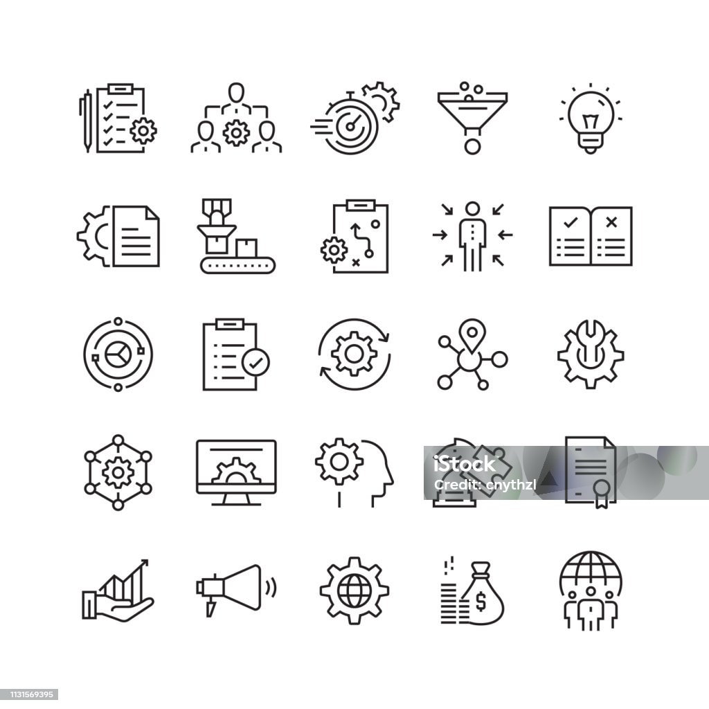 Product Management Related Vector Line Icons Icon stock vector