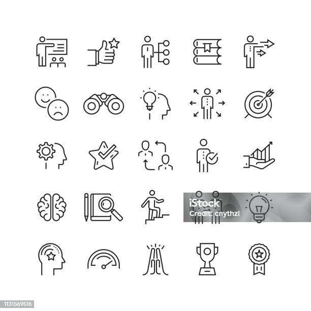 Mentoring And Training Related Vector Line Icons Stock Illustration - Download Image Now - Icon, Expertise, Development