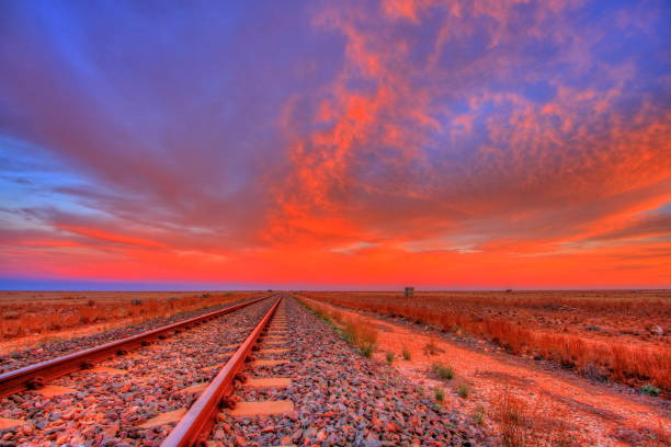 Indian-Pacific railway across the Nullarbor stock photo