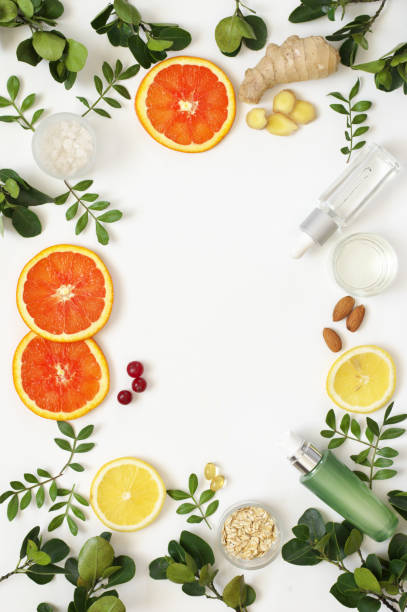 Natural organic cosmetics on white stock photo