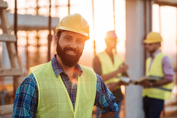 istock Masculine engineer with beard and sunglasses 1131572641