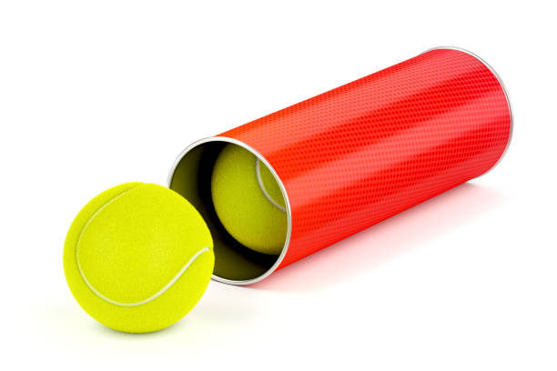Can with tennis balls Can with new tennis balls on white background tennis ball container stock pictures, royalty-free photos & images