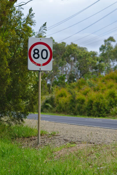 istock Australian's speed limit of 80 km per hour sign 1131575040