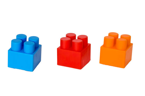 istock details of a children's plastic constructor on a white background. colored cubes. block. 1131575621