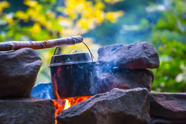 istock touristic cauldron heat on a camp fire 1131576550