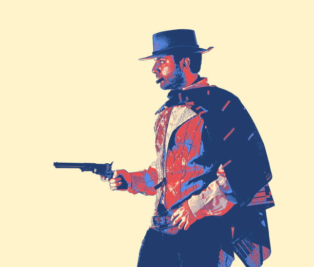 Gunslinger of the old west. Vintage game style.