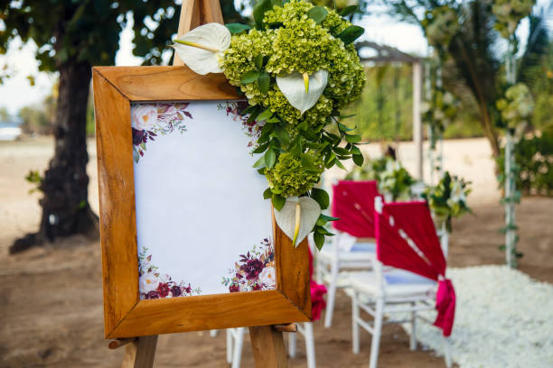 istock Wedding Reception board with welcome sign on it decorated in wedding party 1131579534