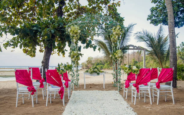 istock Romantic wedding ceremony on the beach. Wedding set up 1131579581