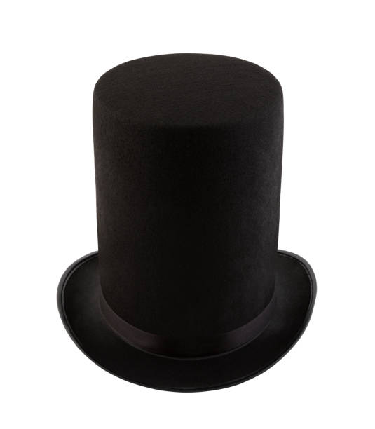 istock Extra tall black vintage top hat isolated on white background 1131581771