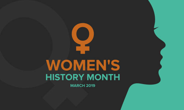 women es history month. gefeiert im märz in den usa, großbritannien und australien - frau stock-grafiken, -clipart, -cartoons und -symbole
