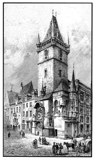 Illustration of a The Old Town Hall in Prague