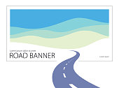 istock Country road curved highway vector perfect design illustration. The way to nature, hills and fields camping and travel theme. Can be used as a road banner or billboard with copy space for text. 1131591849