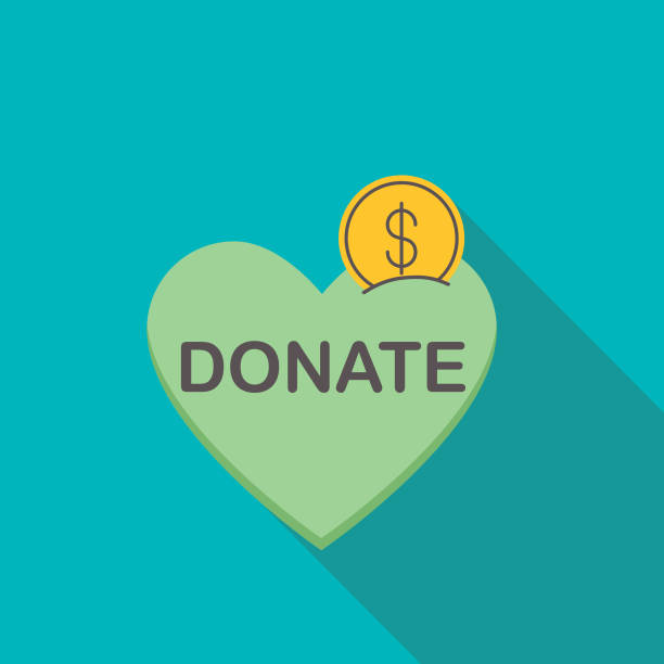 Charity And Donation Icon With Long Shadow Charity And Donation Icon In Flat Design Style With Long Shadow giving tuesday stock illustrations