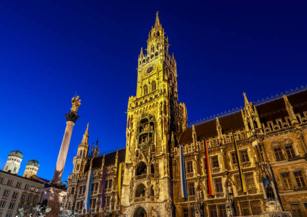 istock munich skyline view public market square marienplatz at night 1131593224