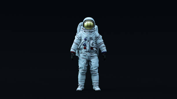 istock Astronaut with Gold Visor and White Spacesuit with Neutral Light Blue Diffused lighting Front 1131597550