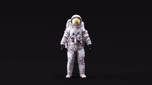 Astronaut with Gold Visor and White Spacesuit with Neutral White lighting Front