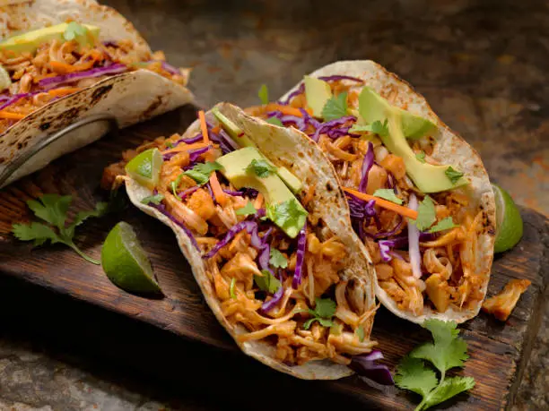 BBQ Pulled JACK FRUIT Taco with Avocado, Cabbage and Lime