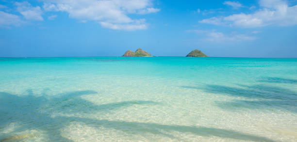 lanikai beach - oahu water sand beach stock-fotos und bilder