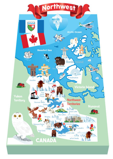 северо-запад канады - arctic bay stock illustrations