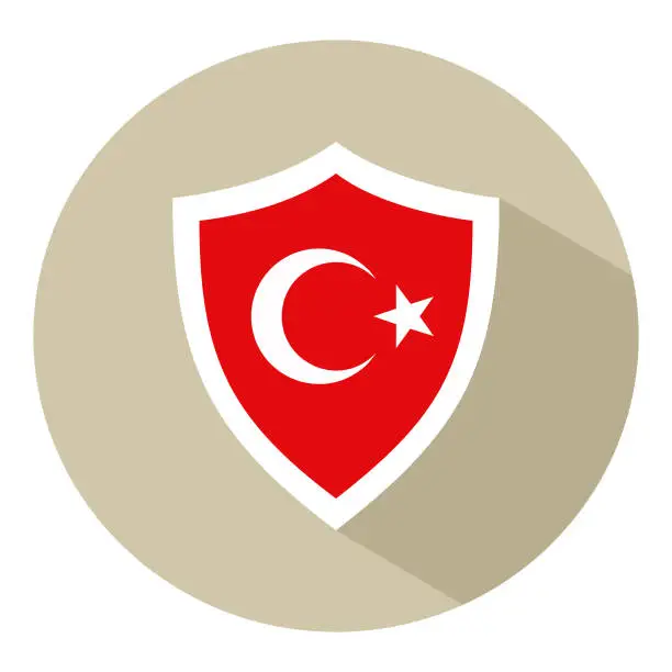 Vector illustration of Turkish flag shield icon