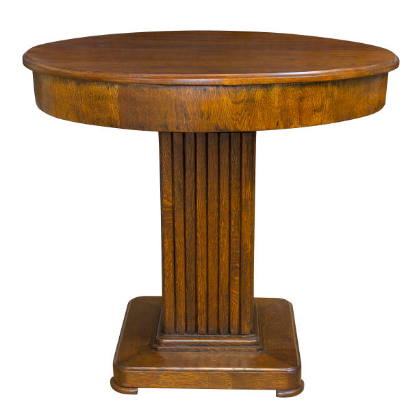 istock Antique oak art deco dining table on white background 1131605803