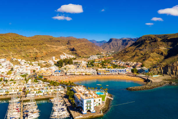 Puerto de Mogan town on the coast of Gran Canaria stock photo