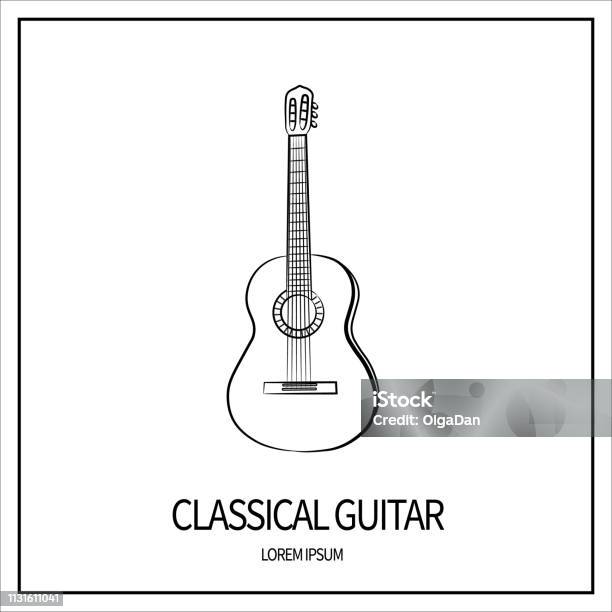 Classical Guitar Icon Stock Illustration - Download Image Now - Classical Guitar, White Background, Art