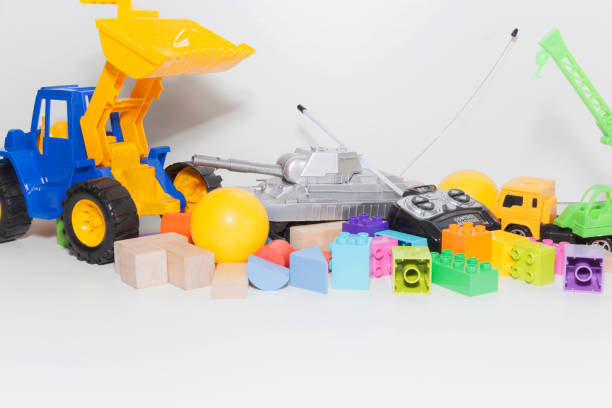 istock Toy tools and cubes on a light background. Toy for children 1131617621