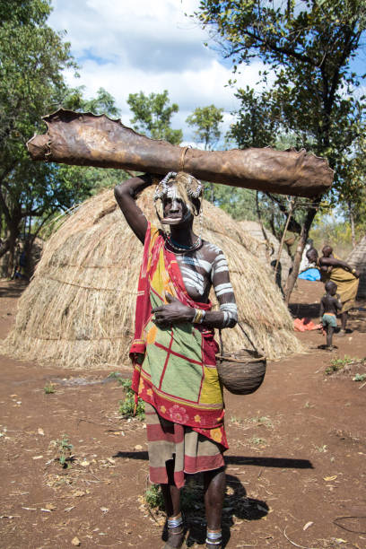 etiopia: mursi kobieta z płytą ust - labret zdjęcia i obrazy z banku zdjęć