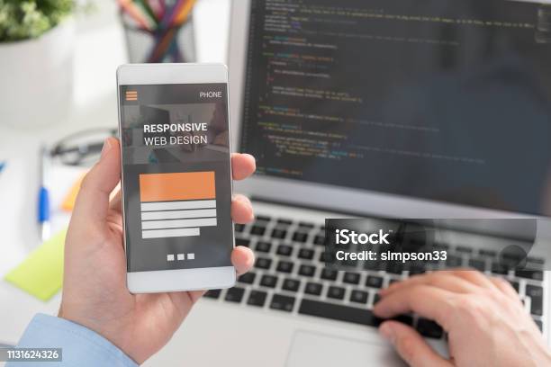 Web Designer Programmer Working With Template Stock Photo - Download ...