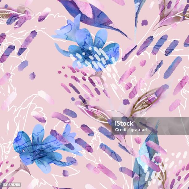 Floral Seamless Pattern Stock Illustration - Download Image Now - Backgrounds, Floral Pattern, Abstract