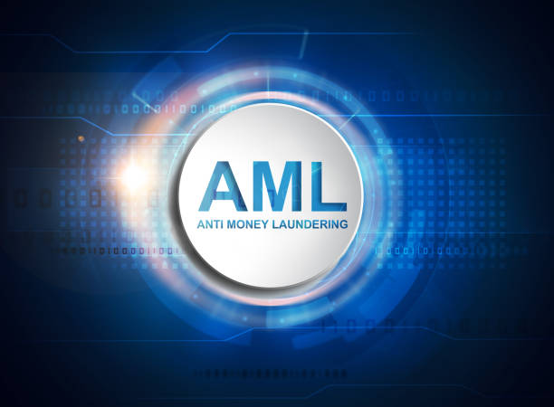 AML anti money laundering button vector art illustration