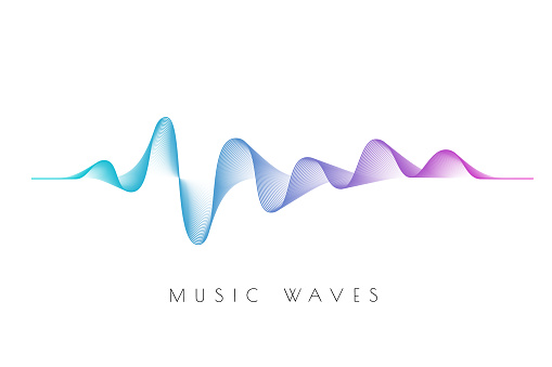 Sound wave on the white background. Symbol of  audio signal.