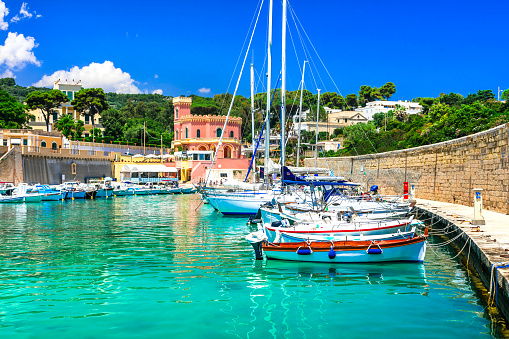 scenic coastal towns with crystal turquoise sea in Puglia, south of Italy