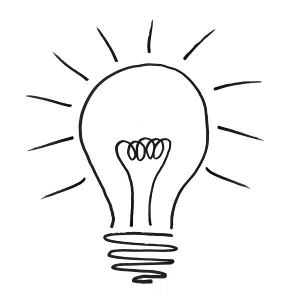 ampoule dessinée à la main - light bulb inspiration ideas inks on paper photos et images de collection