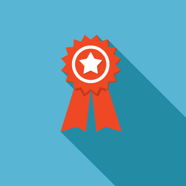 Politics And Election Flat Design icon. Star Ribbon Button Elections and political icons in flat design style. Star Ribbon Button nomination stock illustrations