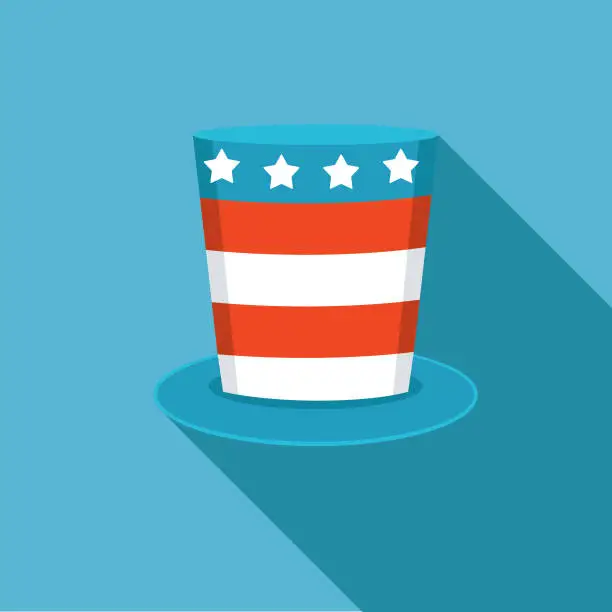 Vector illustration of Politics And Election Flat Design icon. Stars And Stripes Hat