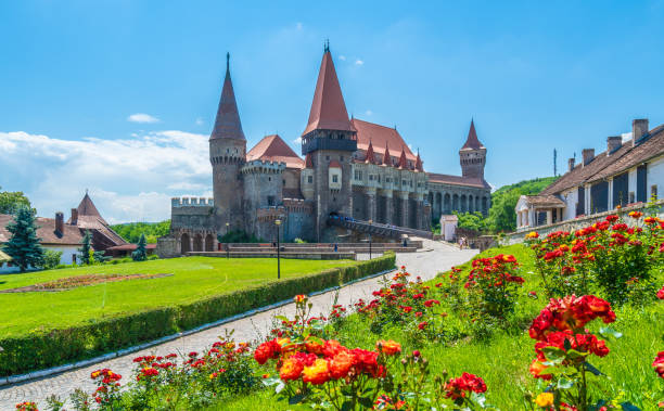 Medieval Hunyad Corvin Castle Hunedoara, Romania - October 26, 2018: Medieval Hunyad Corvin castle, Hunedoara town, Transylvania regiom, Romania, Europe hunyad castle stock pictures, royalty-free photos & images