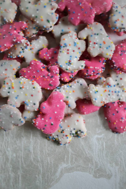 istock Frosted Circus Animal Cookie Pink and White Sprinkled Animal Crackers 1131634553