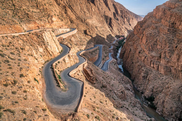 istock Winding road in steep canyon 1131634574