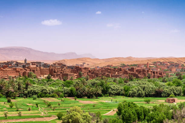 istock Morocco - Fertile river valley, kasbah, and town 1131636314