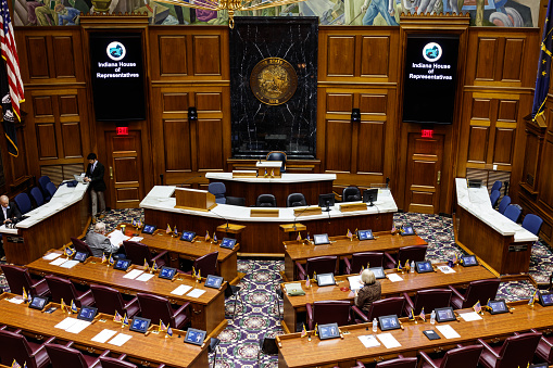 Indianapolis - Circa January 2019: Indiana State House of Representatives in session preparing arguments for and against a Bill I