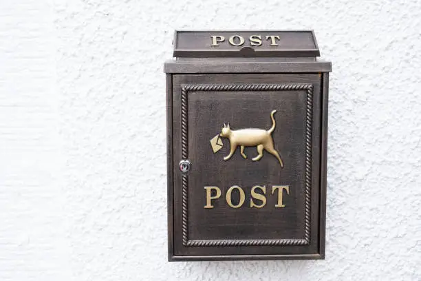Decorative mail post box with dog icon  uk