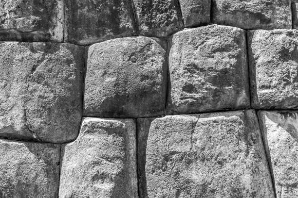 Stone wall, details, building techniques, Cusco, peru