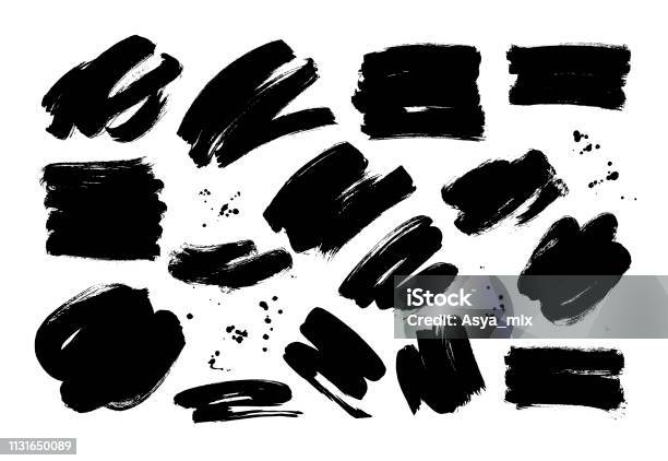 黒ドライ筆手描き下ろしセットグランジ塗抹標本ベクターコレクション - ブラシストロークのベクターアート素材や画像を多数ご用意 - ブラシストローク, 塗料, 落書き