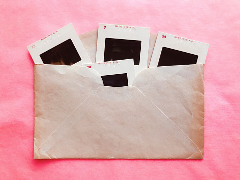 Old envelope with some photographic slides.  iPhone