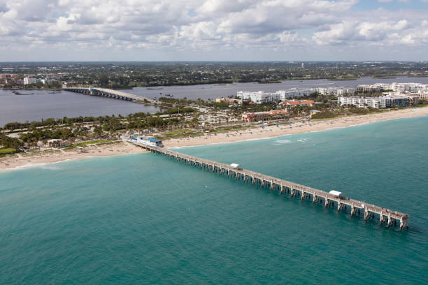 aerial view of Lake Worth Pier stock photo